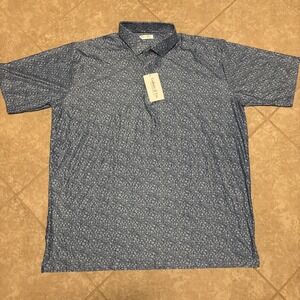 NEW Collars and Co. Dress Polo Shirt 3XL Featherweight Floral Blue NWT